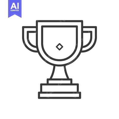 Aset desain premium: A line drawing of a trophy with a diamond at the top
