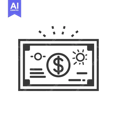 Aset premium populer: A Line Drawing of a US Dollar Bill with a Dollar Sign and a Sun Symbol