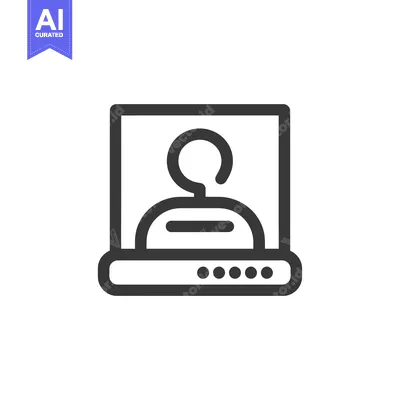 Aset desain premium: A Line Drawing of a User Profile Icon on a Computer Screen