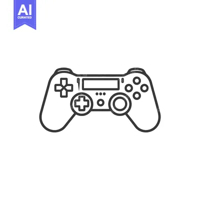A line drawing of a video game controller