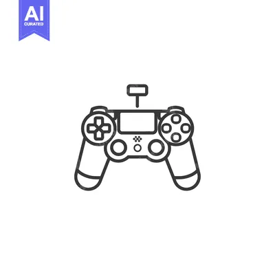 A Line Drawing of a Video Game Controller