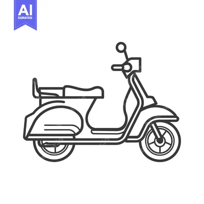 Popular premium asset: A Line Drawing of a Vintage Motor Scooter