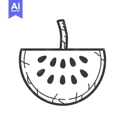 Aset premium populer: A Line Drawing of a Watermelon Slice with Seeds