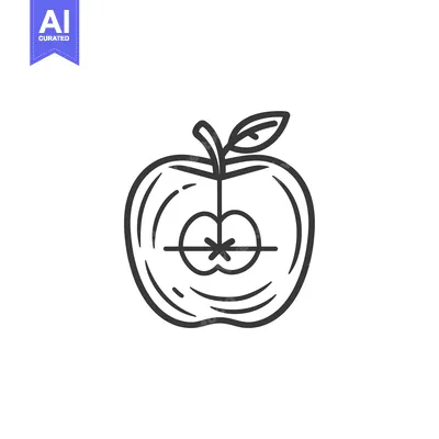Aset premium populer: A Line Drawing of a Whole Apple with a Cross Through its Core