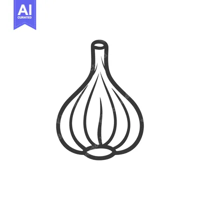 Aset desain premium: A Line Drawing of a Whole Garlic Bulb