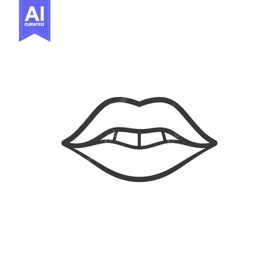 Popular premium asset: A Line Drawing of Open Lips with Teeth Showing