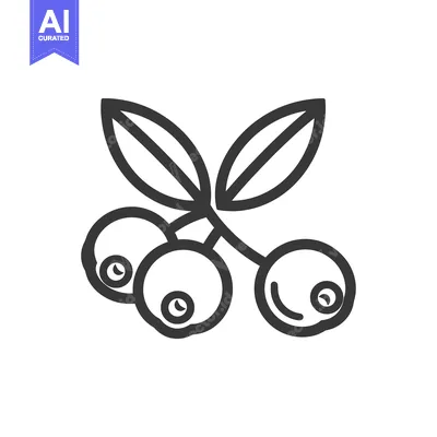 Aset desain premium: A Line Drawing of Three Berries with Stem and Leaves