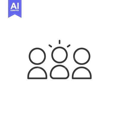 Aset desain premium: A Line Drawing of Three People with One Shining with an Idea