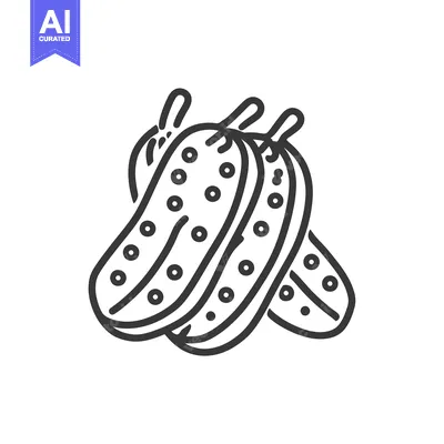 Premium design asset: A line drawing of three whole dill pickles
