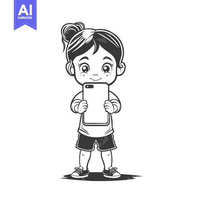 Aset premium populer: A Little Girl Holding a Smartphone