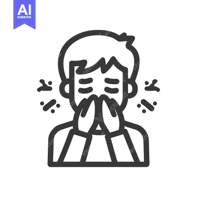 Man Sneezing Icon: Cold, Flu, Allergy, Illness, Health, Disease, Vecto