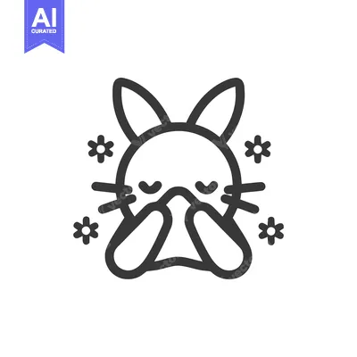 Sick Bunny Icon: Cartoon Rabbit with Cold, Flu, Allergies, and Tissue