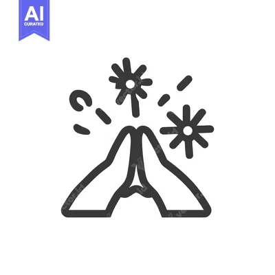 Aset desain premium: Praying Hands with Sparkles Icon: Minimalist Graphic for Spirituality