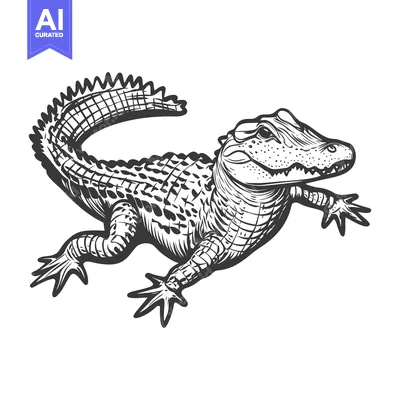 Aset desain premium: A detailed hand drawn illustration of a crawling reptile animal