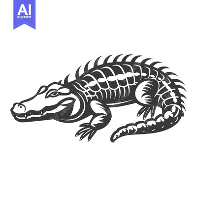 Aset desain premium: A monochrome illustration depicting a reptile with textured skin and d