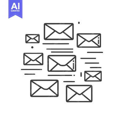 Aset desain premium: Minimalist Email Icon Pattern: Black and White Communication Design
