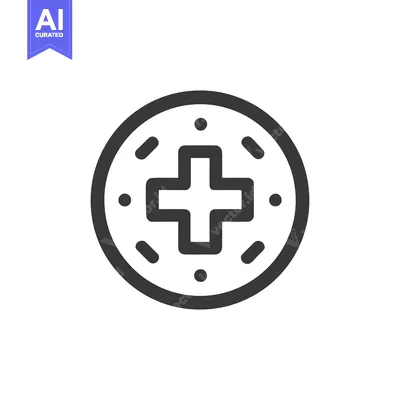 Aset desain premium: Medical Cross in Circle Icon, Healthcare Symbol, Minimalist Design