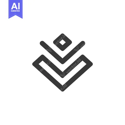 Minimalist Geometric Icon: Stacked Chevron Design with Diamond Accent