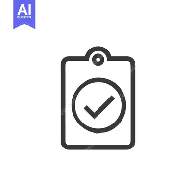 Premium design asset: Minimalist Clipboard Icon with Check Mark, Dark Gray Outline