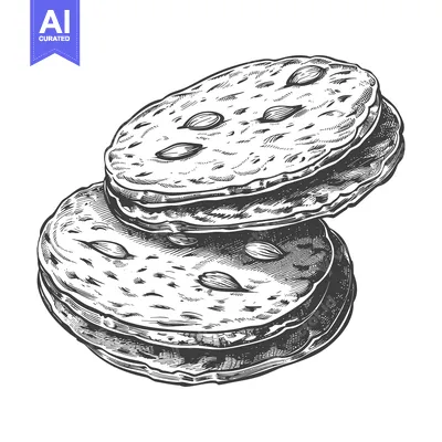 Aset premium populer: Two Almond Cookies Stacked Illustration