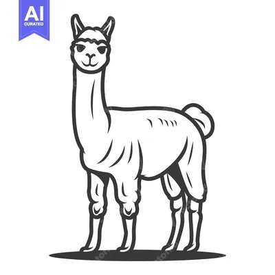 Premium design asset: A Simple Standing Illustration Depicting A Cute Llama Animal