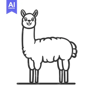 Aset premium populer: A cheerful alpaca stands tall and proud with a friendly expression