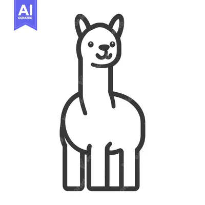 Aset premium populer: A friendly looking alpaca animal displayed with simple line art