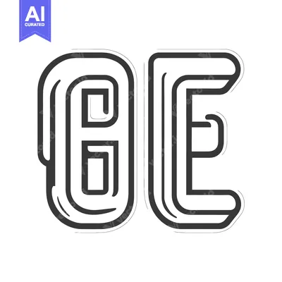 Aset desain premium: Black and white artistic stylized letters are displayed prominently on
