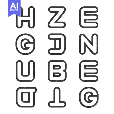 Aset desain premium: A grid displaying several stylized letterforms in a repeating pattern
