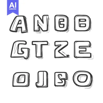 Premium design asset: Stylized hand drawn letters arranged in a two dimensional grid