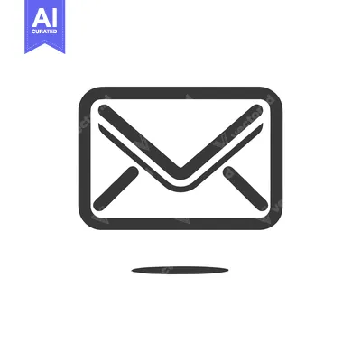 Premium design asset: Minimalist Dark Gray Email Envelope Icon with Subtle Shadow on White B