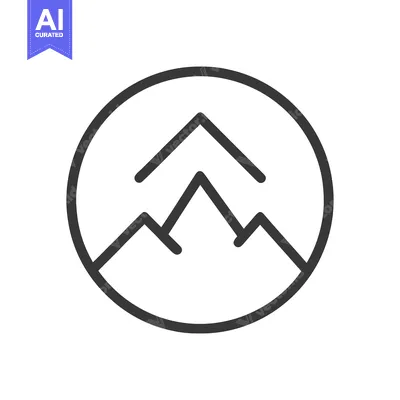 Aset premium populer: Minimalist Mountain Peak Icon in Circle, Simple Line Art Design