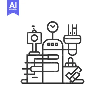Aset premium populer: A Machine with Multiple Components and a Checkmark