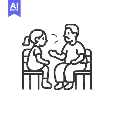 Popular premium asset: A man and a woman are sitting on benches facing each other.