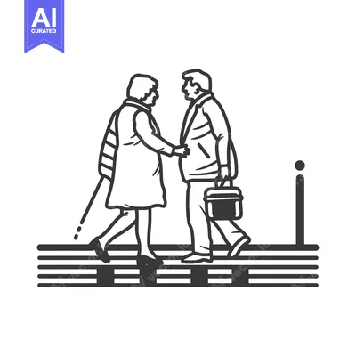 Aset desain premium: A Man and Woman Greeting Each Other on a Platform
