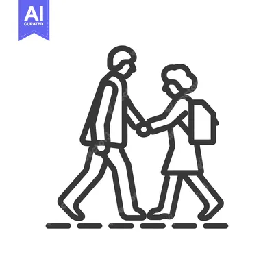 Aset desain premium: A Man and Woman Walking Holding Hands
