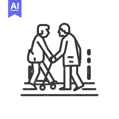Popular premium asset: A man assisting an elderly person using a walker