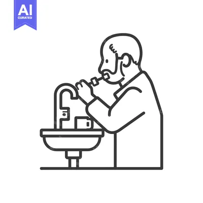 Aset premium populer: A Man Brushing His Teeth in Front of a Bathroom Sink