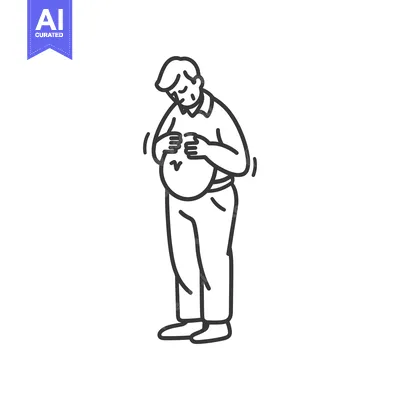 A man holding his pregnant belly