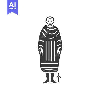 Aset desain premium: A Man in a Striped Robe with a Sword at His Feet