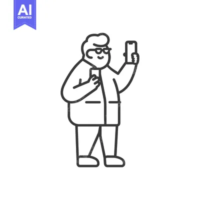 Aset desain premium: A man in glasses takes a selfie with his phone