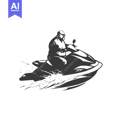 Premium design asset: A Man in Sunglasses Riding a Jet Ski