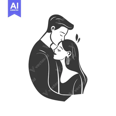 Aset premium populer: A man kissing a woman on the forehead with his arms around her