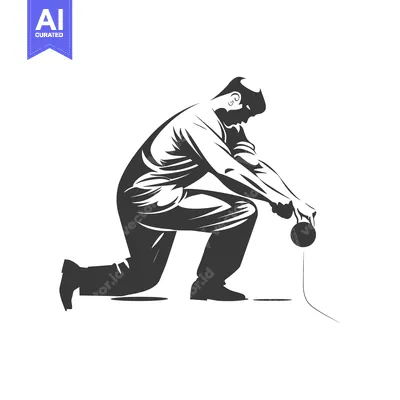 A Man Kneeling While Rolling Out a Piece of Material