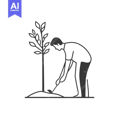 Popular premium asset: A Man Planting a Young Tree with a Hoe