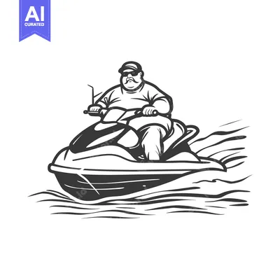 Premium design asset: A Man Riding a Jet Ski on Water