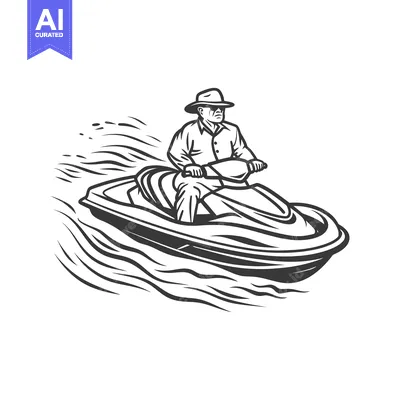 Premium design asset: A Man Riding a Jet Ski on Water