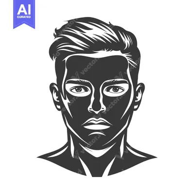 Premium design asset: A Man's Face with Short Haircut and Serious Expression