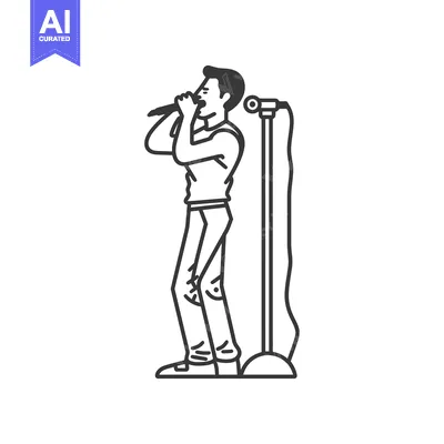 Aset premium populer: A man singing into a microphone on a stand