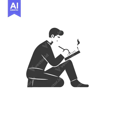 Aset premium populer: A Man Sitting with a Notebook and Writing